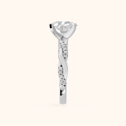 Primrose Pavé Twist Cushion Diamond Engagement Ring in Silver - SideView.webp