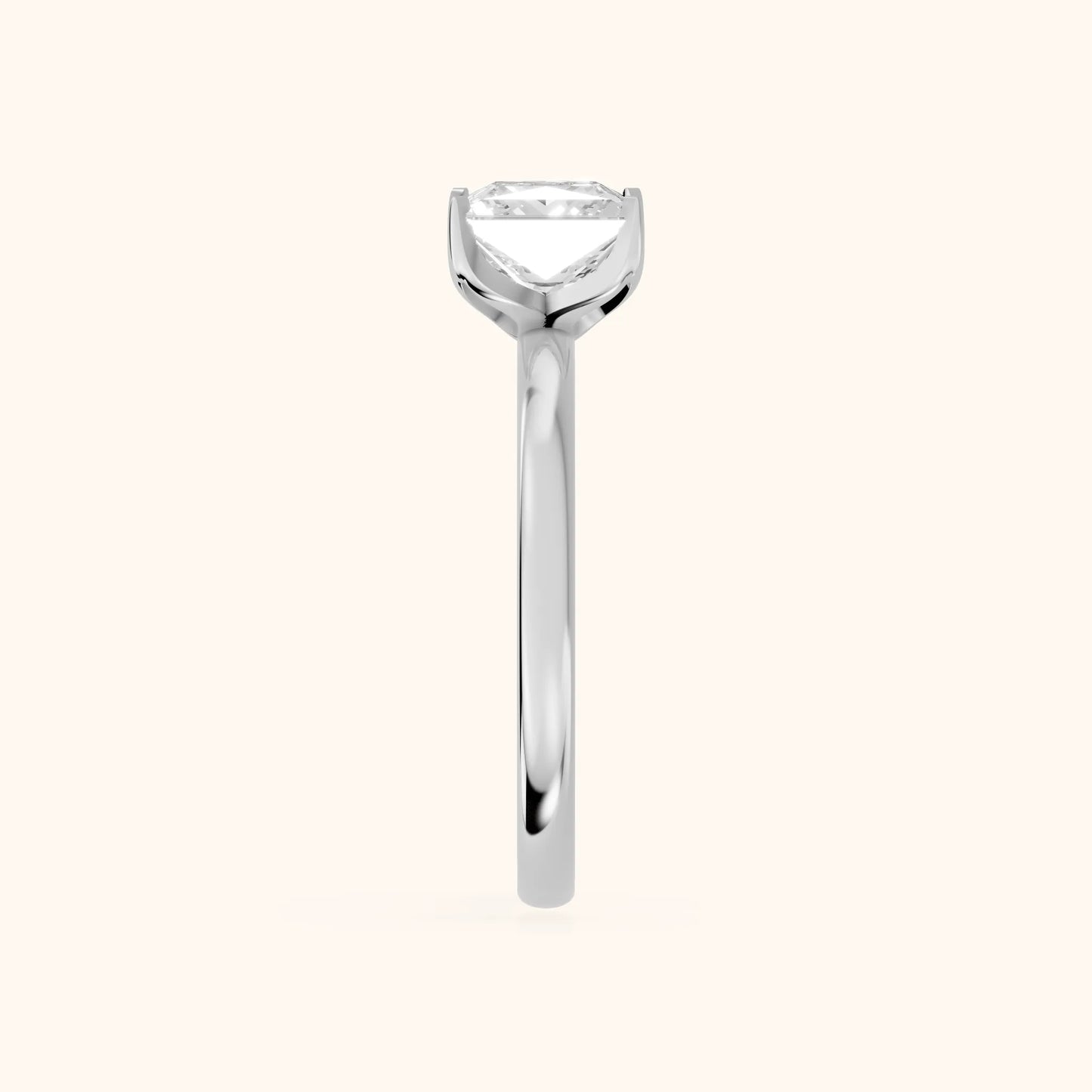 Serena Blossom Solitaire Princess Diamond Engagement Ring in Silver - SideView