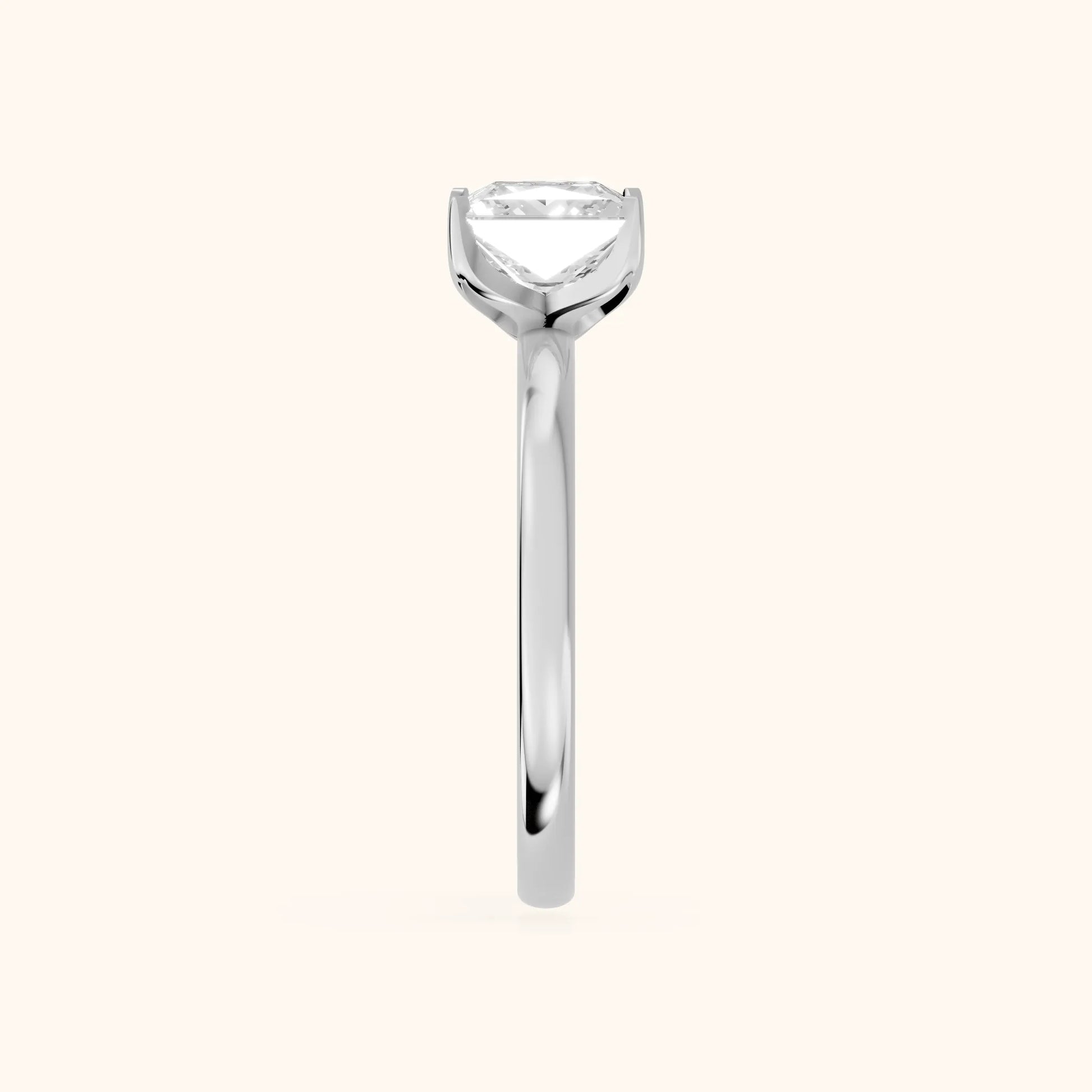 Serena Blossom Solitaire Princess Diamond Engagement Ring in Silver - SideView