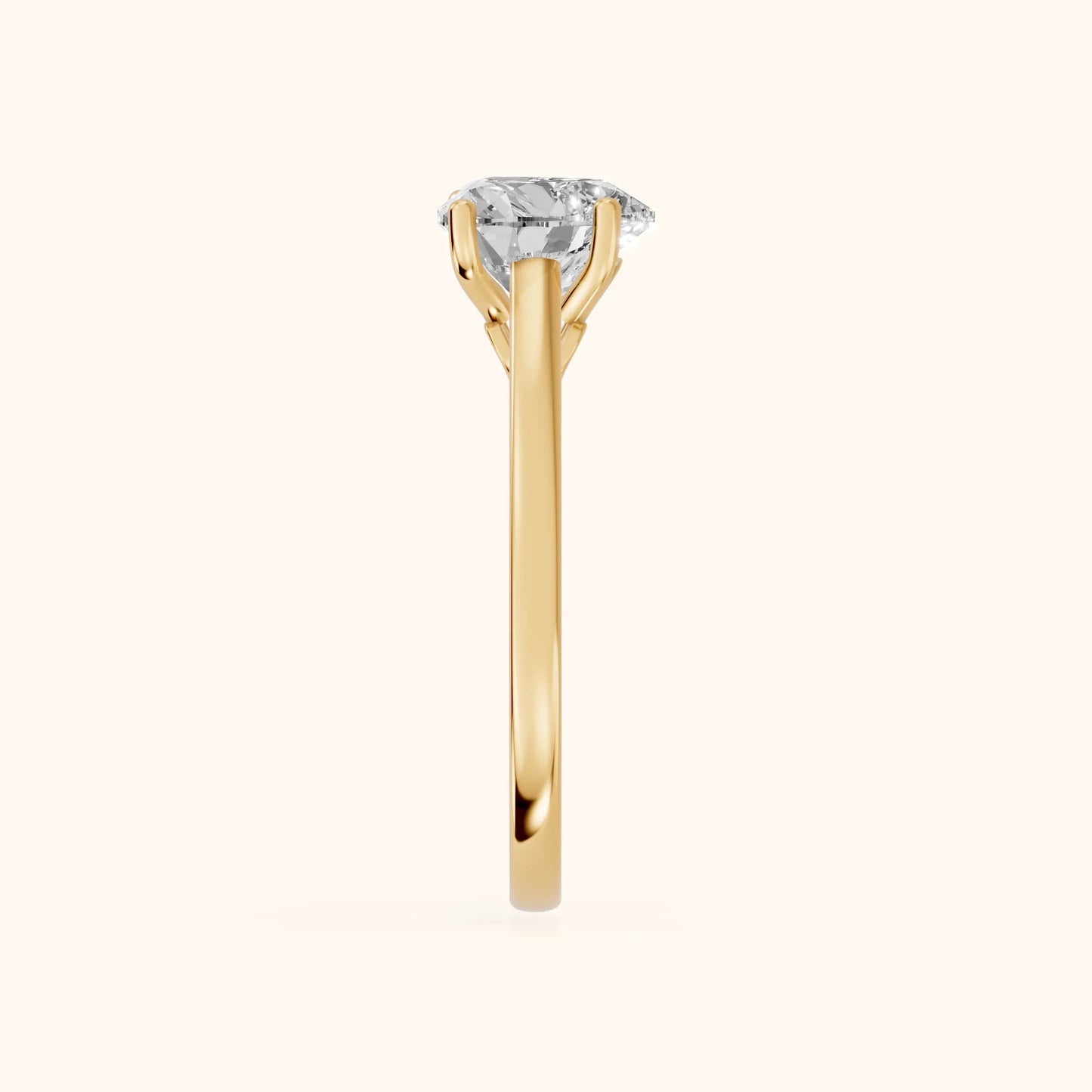 Iris Vintage Heart Diamond Engagement Ring in Yellow Gold - SideView