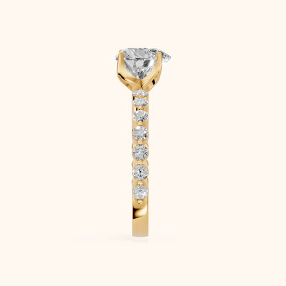 Eleanor Majesty Side Stone Heart Diamond Engagement Ring in Yellow Gold - SideView