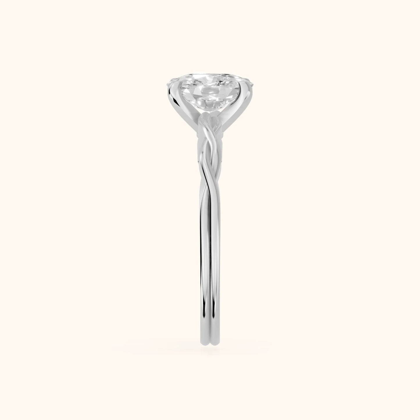 Iris Twist Cushion Diamond Engagement Ring in White Gold - SideView