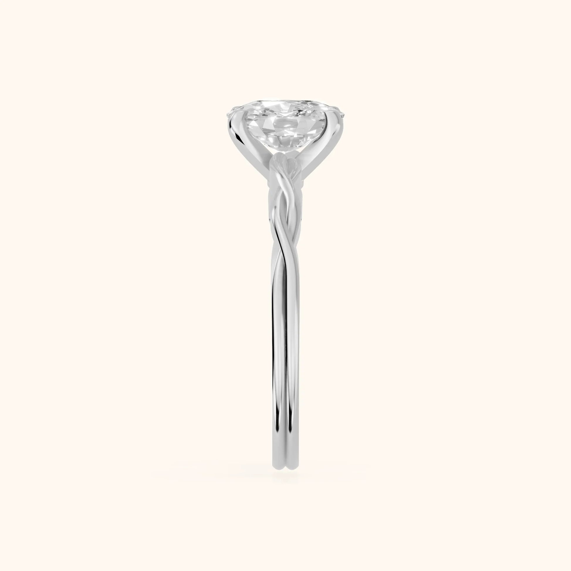 Iris Twist Cushion Diamond Engagement Ring in White Gold - SideView