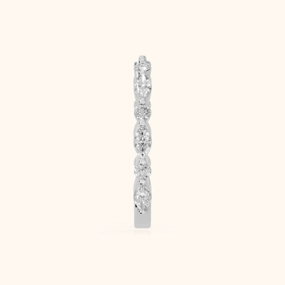 Vanya Shared Prong Round & Marquise Diamond Wedding Band in White Gold - SideView