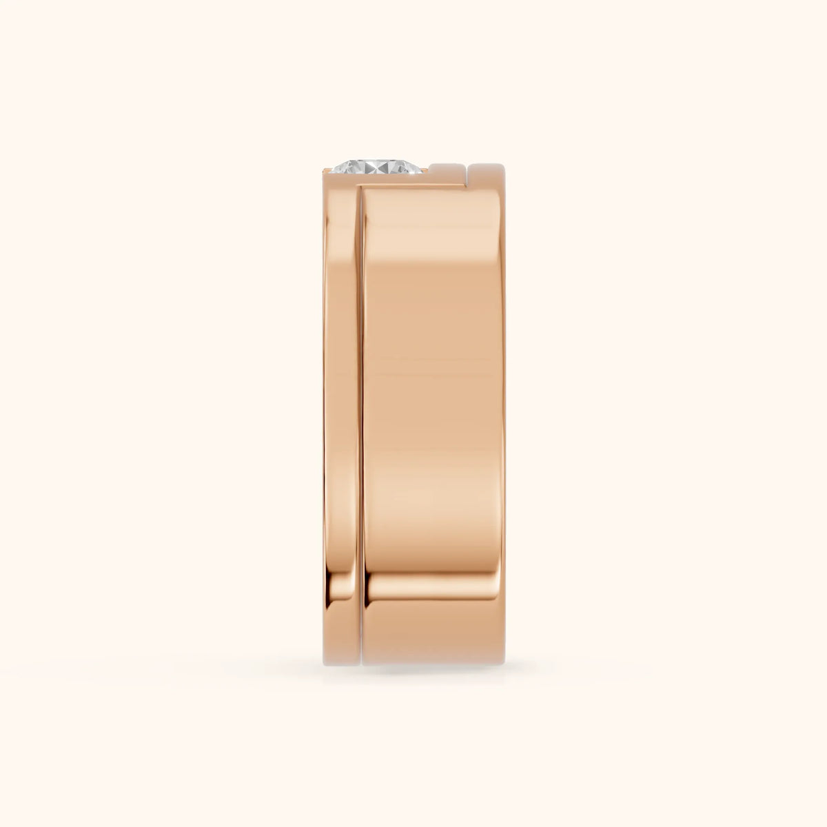 Marika Bezel Round Diamond Wedding Band in Rose Gold - SideView