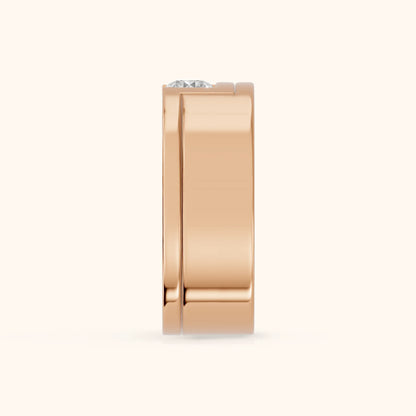 Marika Bezel Round Diamond Wedding Band in Rose Gold - SideView
