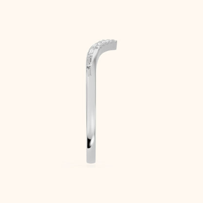Noemi Contour Round & Baguette Diamond Stackable Ring in White Gold - SideView