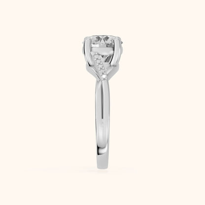 Veronica Twist Side Stone Round Diamond Engagement Ring in White Gold - SideView