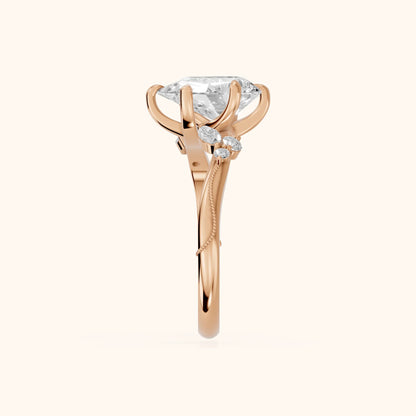 Joanna Milgrain Twist Pear Diamond Engagement Ring in Rose Gold - SideView.webp