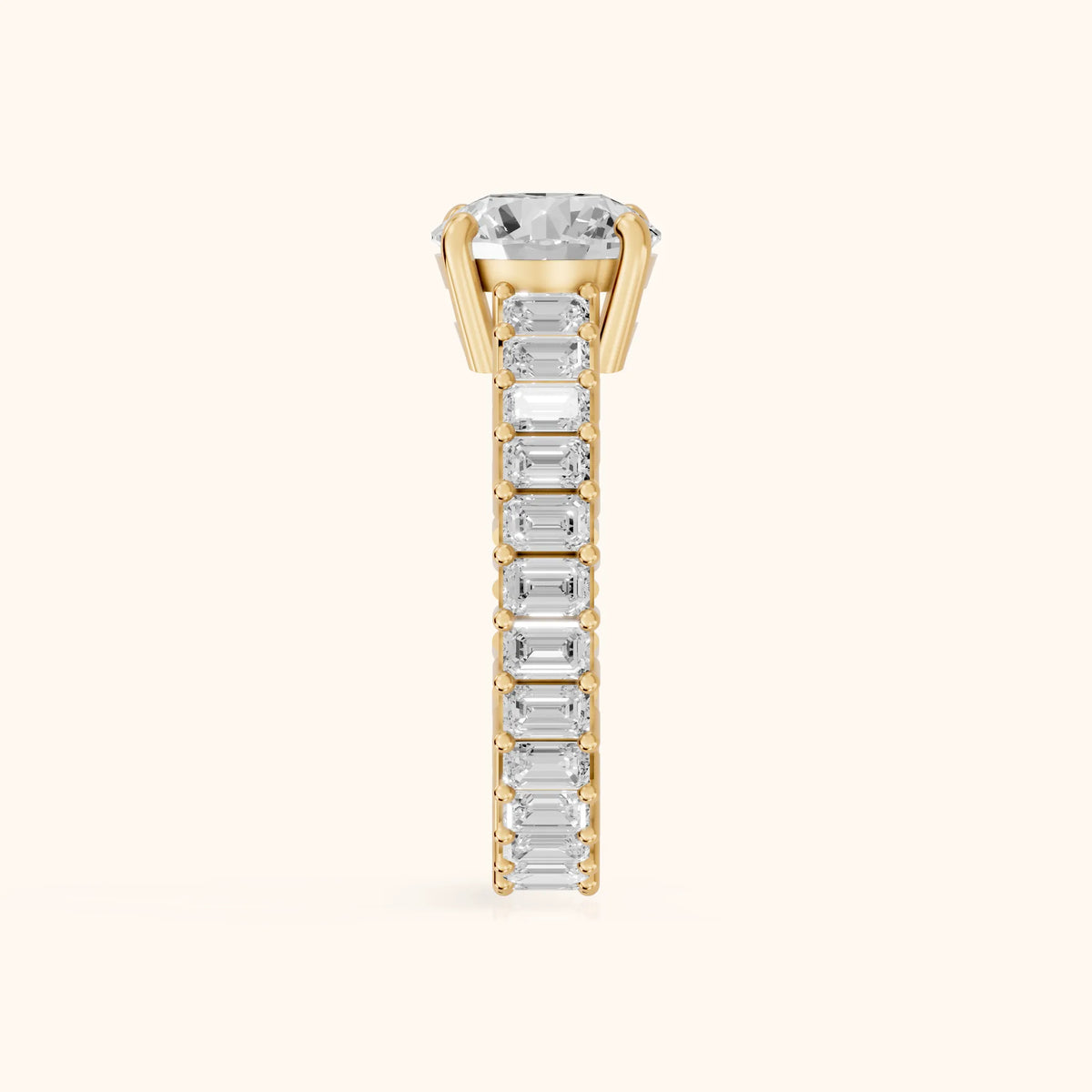 Mallory Shared Prong Round Diamond Engagement Ring in Yellow Gold - SideView.webp