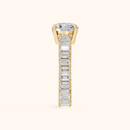 Mallory Shared Prong Round Diamond Engagement Ring in Yellow Gold - SideView.webp