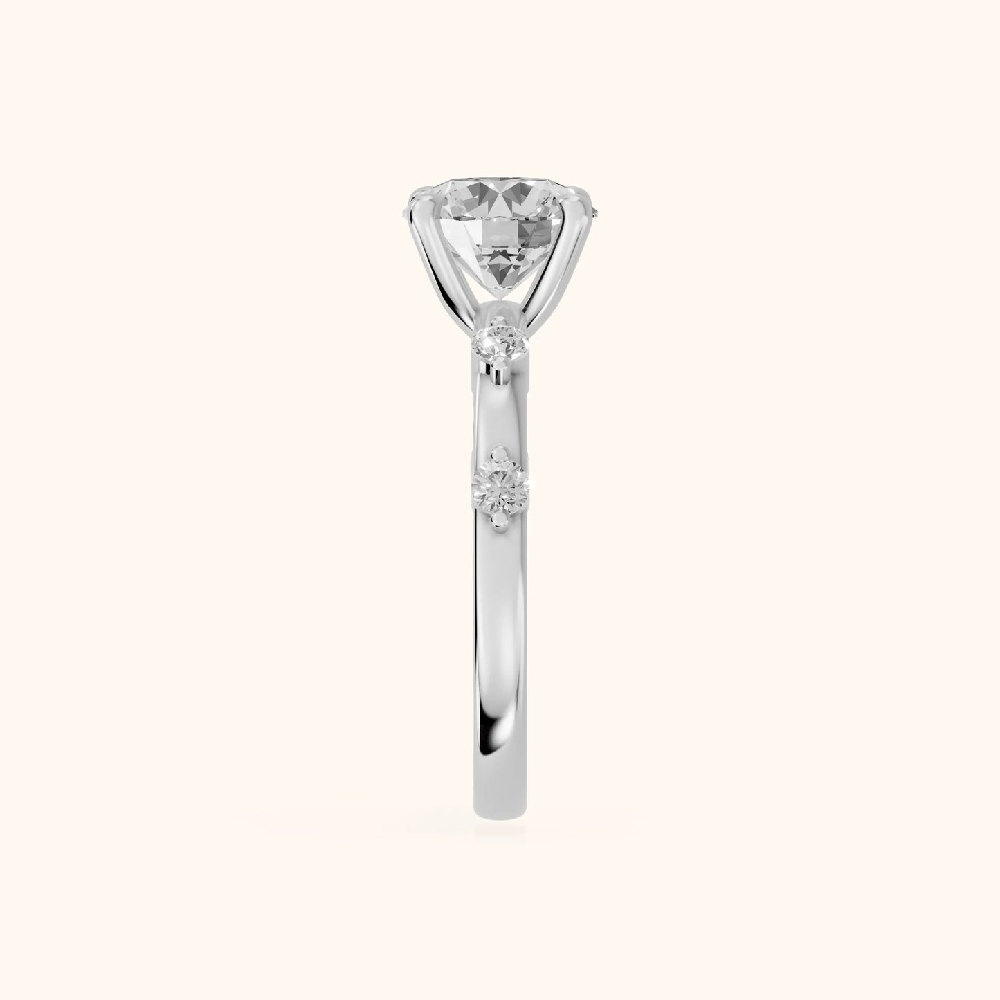 Elena Radiance Solitaire Round Diamond Engagement Ring in Platinum - SideView
