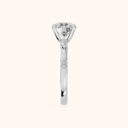 Elena Radiance Solitaire Round Diamond Engagement Ring in Platinum - SideView