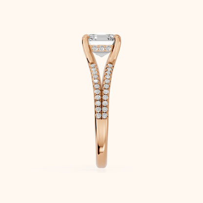 Eternal Embrace Solitaire Asscher Diamond Engagement Ring in Rose Gold - SideView