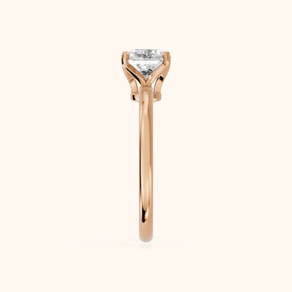 Flora Guardian Solitaire Asscher Diamond Engagement Ring in Rose Gold - SideView