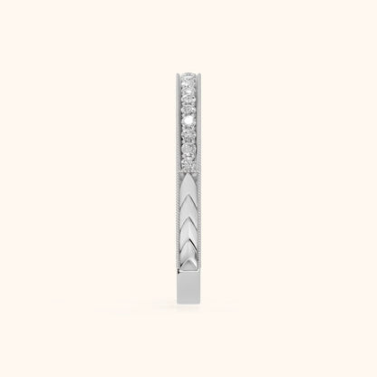 Odette Vintage Milgrain Round Diamond Half Eternity Band in Silver - SideView