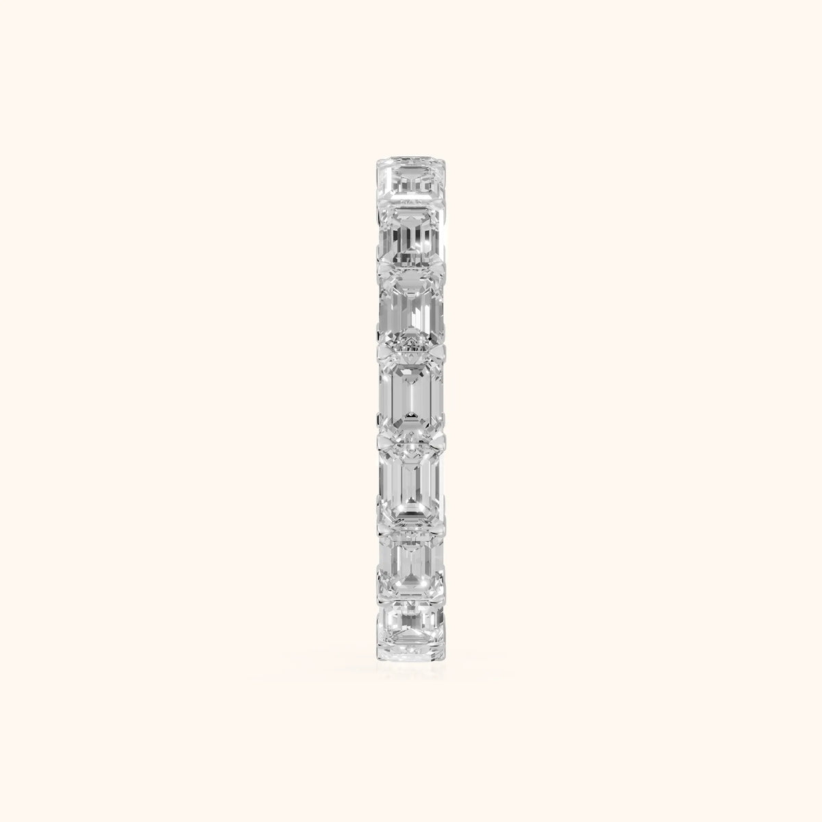 Ria East-West Emerald Diamond Eternity Band in Silver - SideView