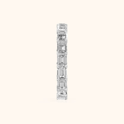 Ria East-West Emerald Diamond Eternity Band in Silver - SideView