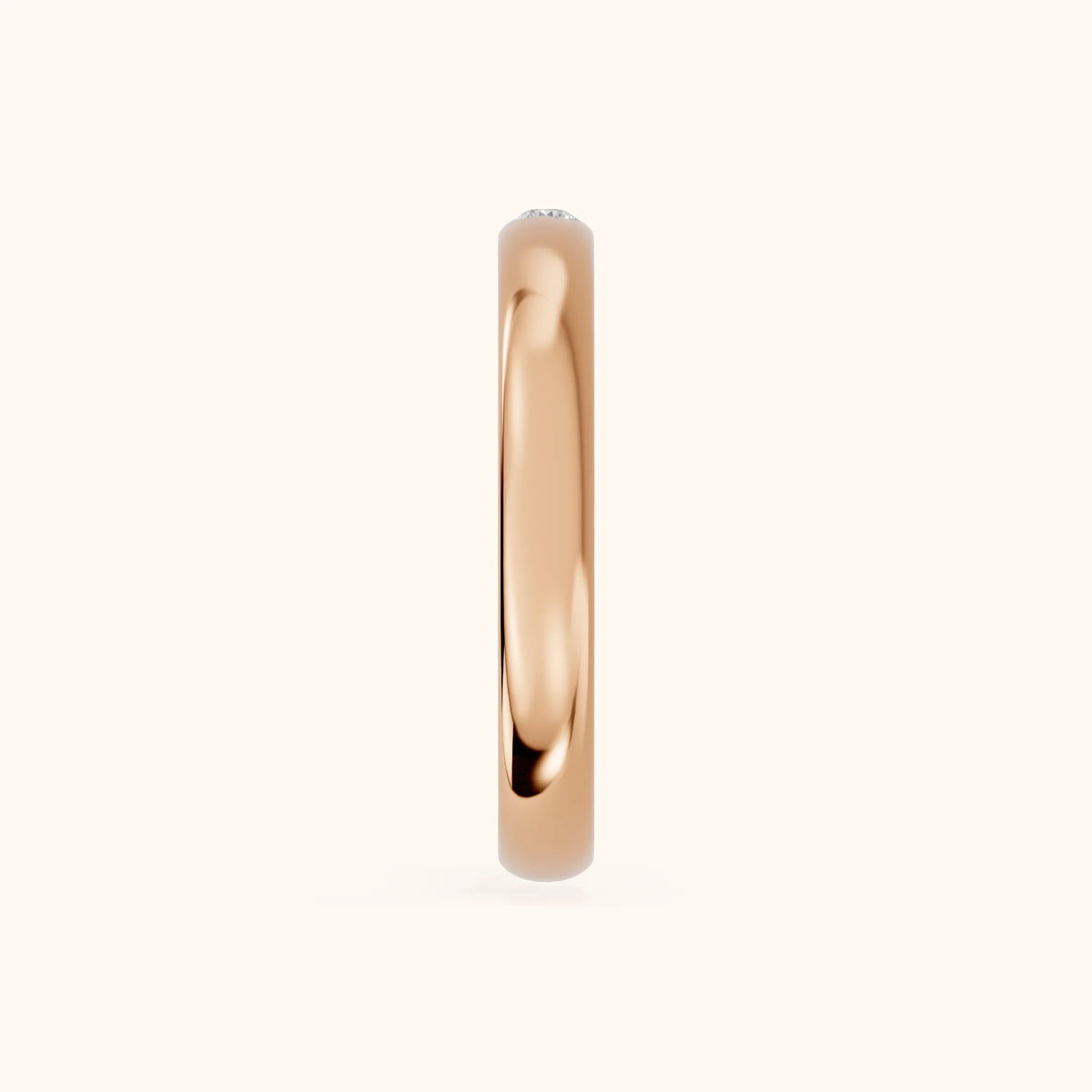 Hana Comfort Fit Bezel Round Diamond Wedding Band in Rose Gold - SideView