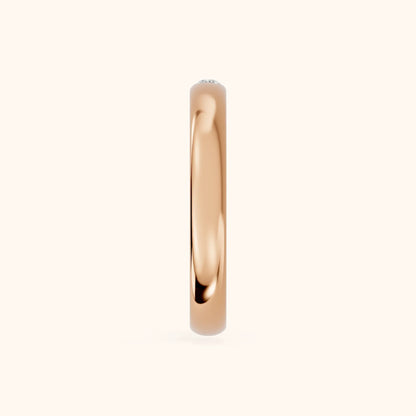Hana Comfort Fit Bezel Round Diamond Wedding Band in Rose Gold - SideView