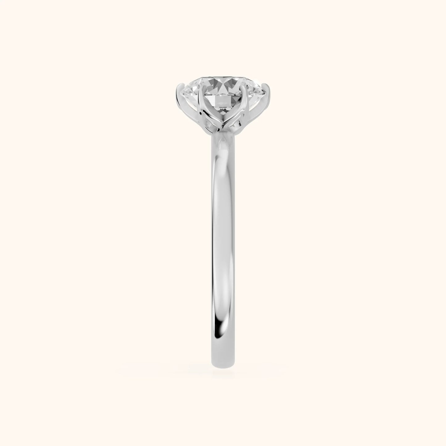 Serena Blossom Solitaire Round Diamond Engagement Ring in Platinum - SideView