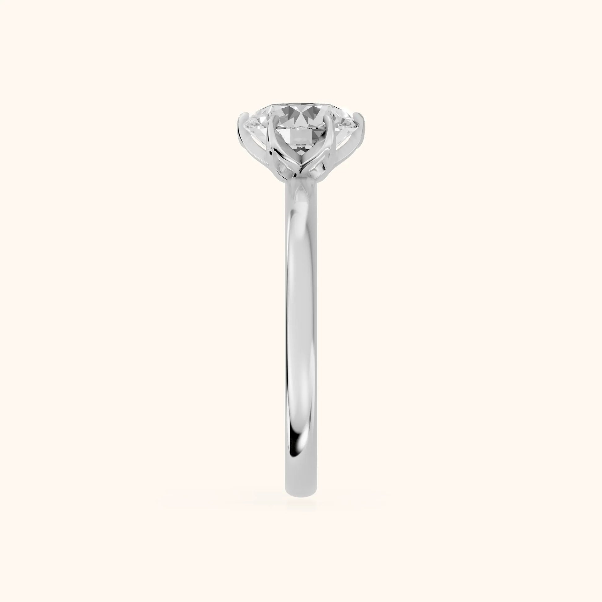 Serena Blossom Solitaire Round Diamond Engagement Ring in Platinum - SideView