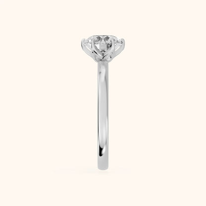 Serena Blossom Solitaire Round Diamond Engagement Ring in Platinum - SideView