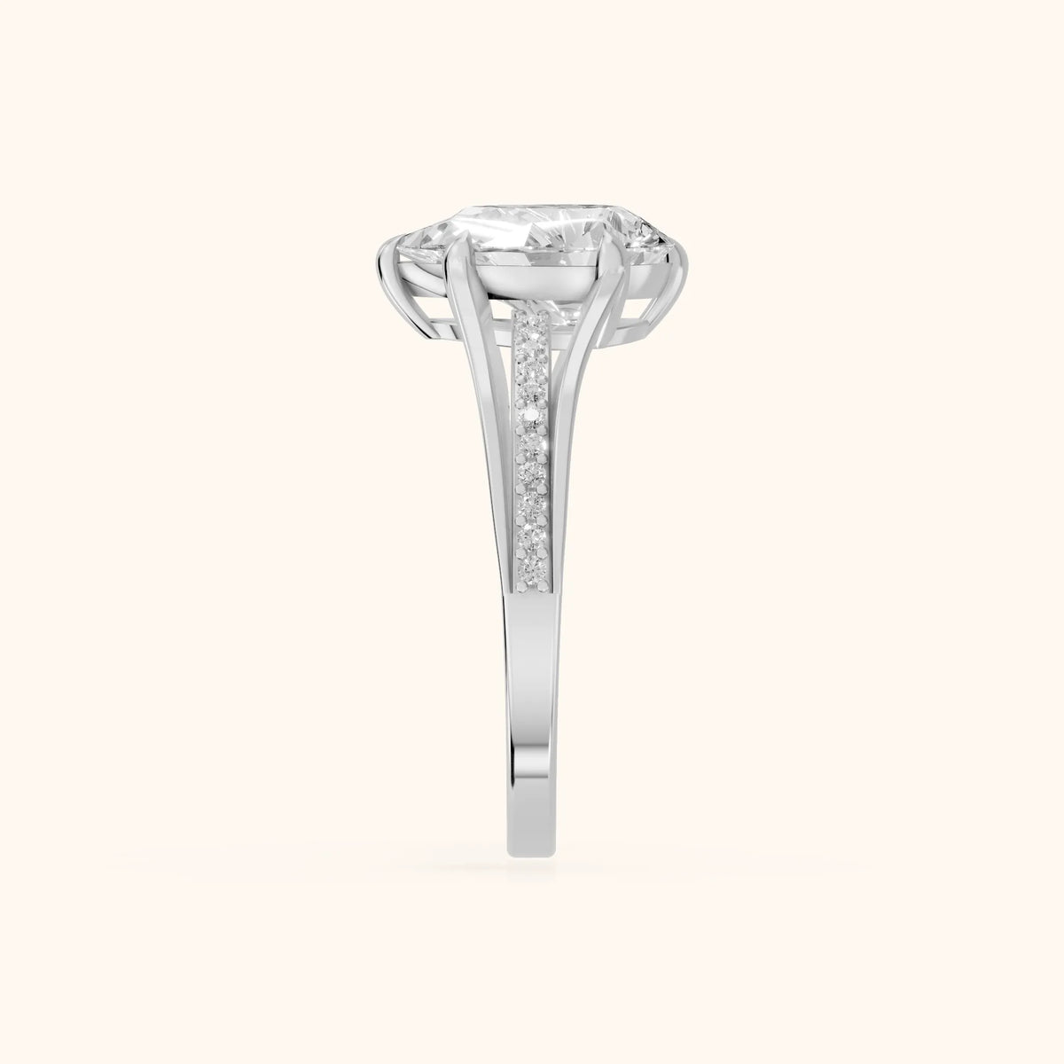 Lucinda Split Shank Pear Diamond Engagement Ring in Platinum - SideView.webp