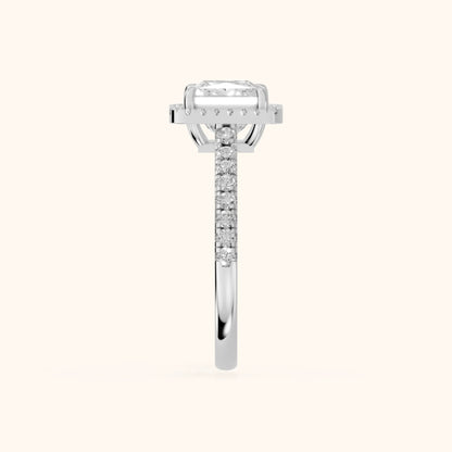 Mabel Halo French Pavé Princess Diamond Engagement Ring in Platinum - SideView.webp