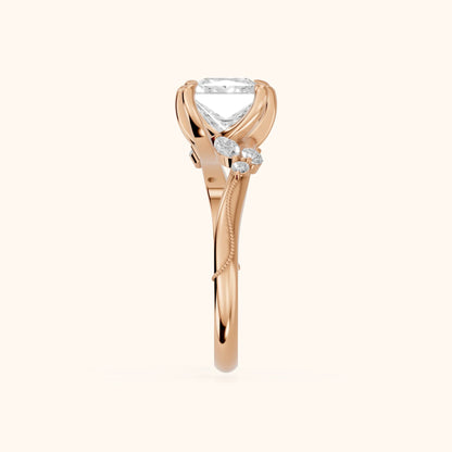 Joanna Milgrain Twist Princess Diamond Engagement Ring in Rose Gold - SideView.webp