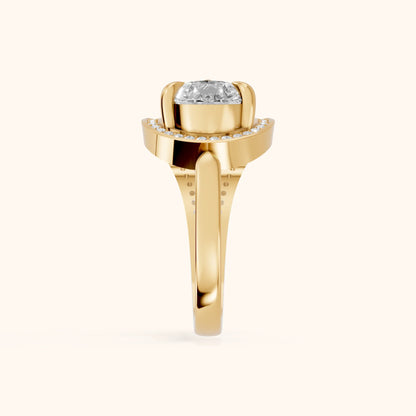 Ellery East-West Split Shank Pear Diamond Engagement Ring in Yellow Gold - SideView.webp