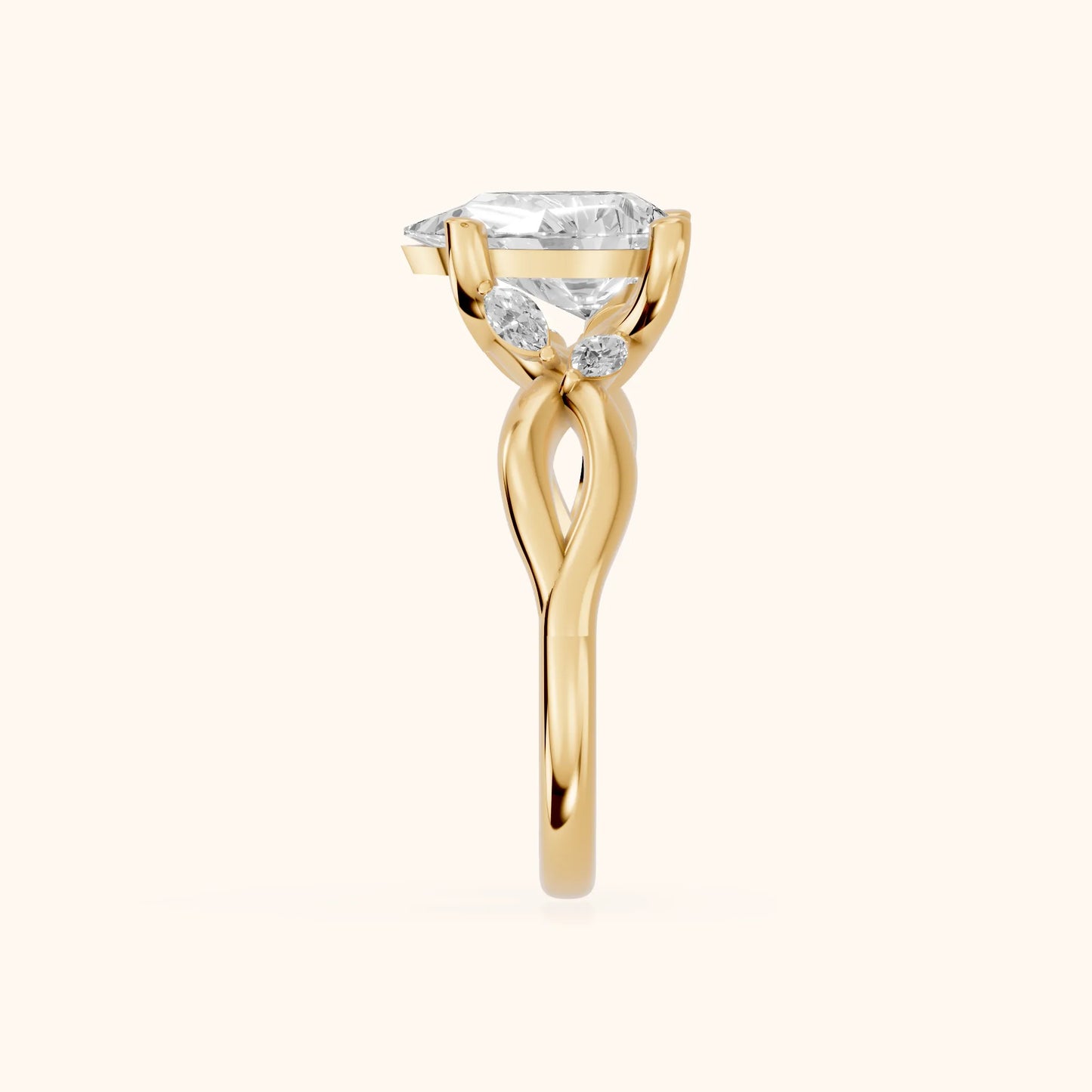 Luna Glow Twisted Pear Diamond Engagement Ring in Yellow Gold - SideView