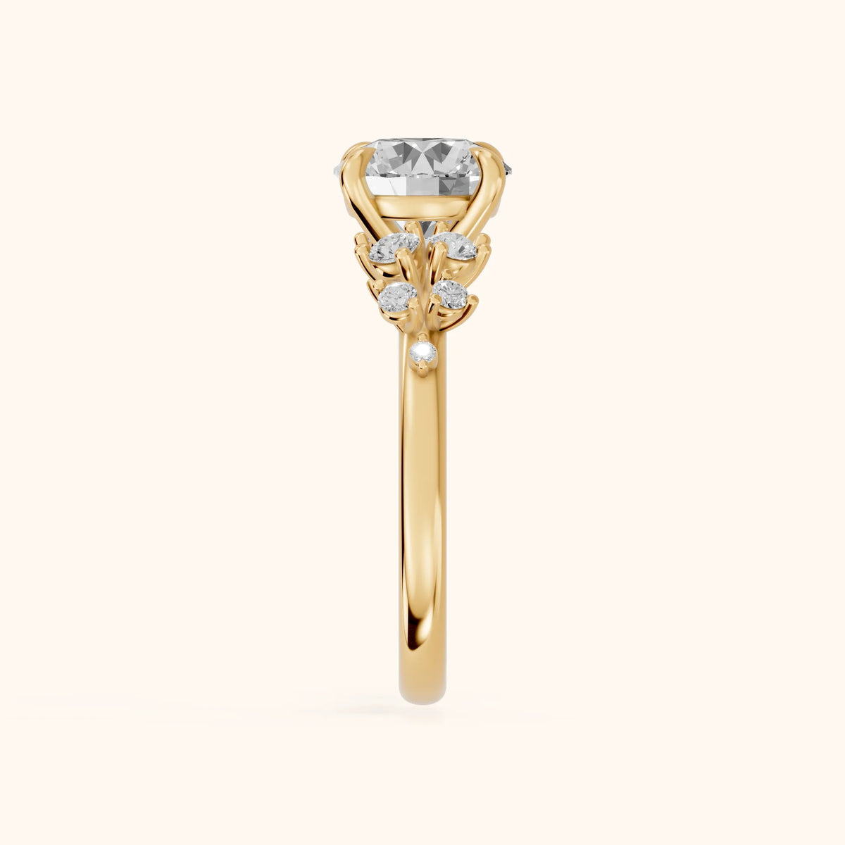 Mirabelle Cluster Round Diamond Engagement Ring in Yellow Gold - SideView.webp