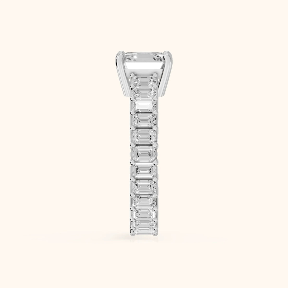 Mallory Shared Prong Asscher Diamond Engagement Ring in Silver - SideView.webp