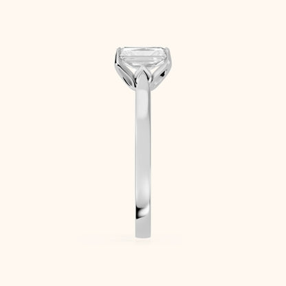Isabella Bloom Solitaire Radiant Diamond Engagement Ring in Silver - SideView