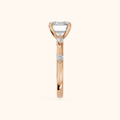 Elena Radiance Solitaire Asscher Diamond Engagement Ring in Rose Gold - SideView