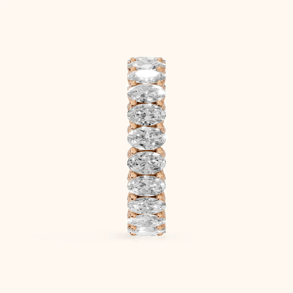 Renata Shared Prong Oval Diamond Eternity Band in Rose Gold - SideView