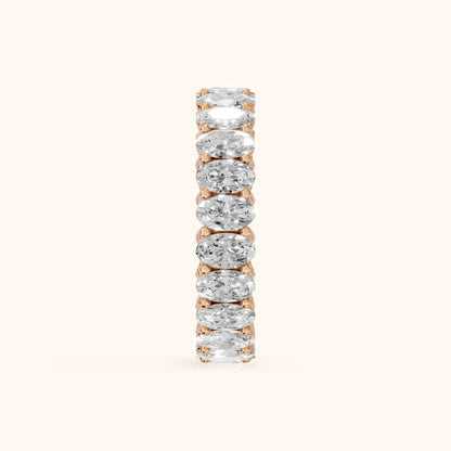 Renata Shared Prong Oval Diamond Eternity Band in Rose Gold - SideView