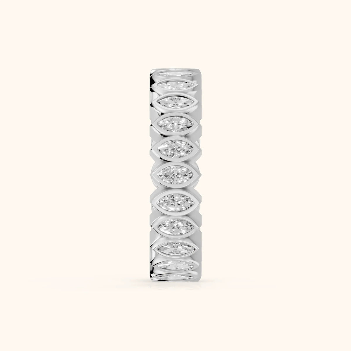 Blanca Bezel Cushion & Marquise Diamond Eternity Band in Silver - SideView