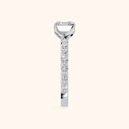 Eleanor Majesty Side Stone Asscher Diamond Engagement Ring in Platinum - SideView