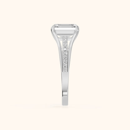 Lucinda Split Shank Emerald Diamond Engagement Ring in Platinum - SideView.webp