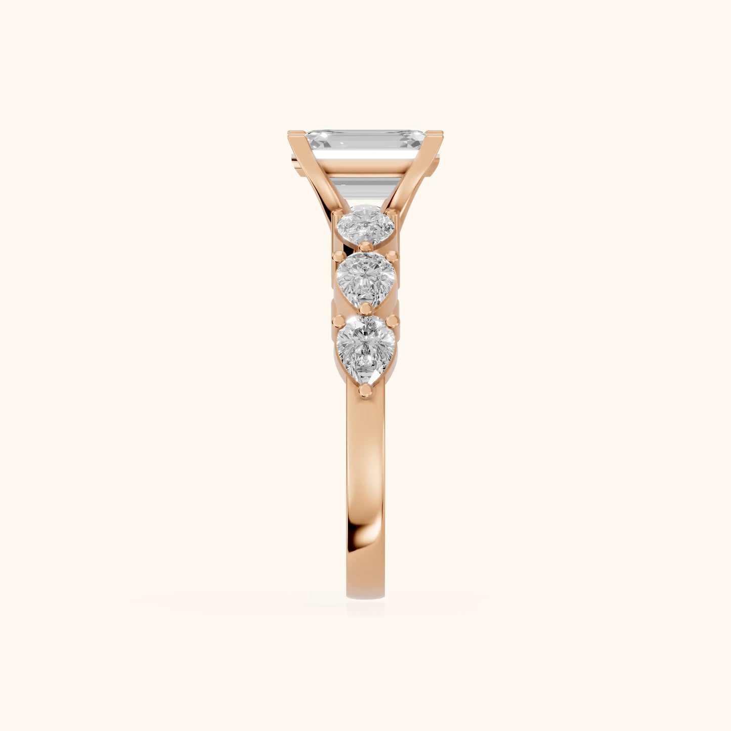 Iris Emerald Diamond Bridal Set in Rose Gold - SideView