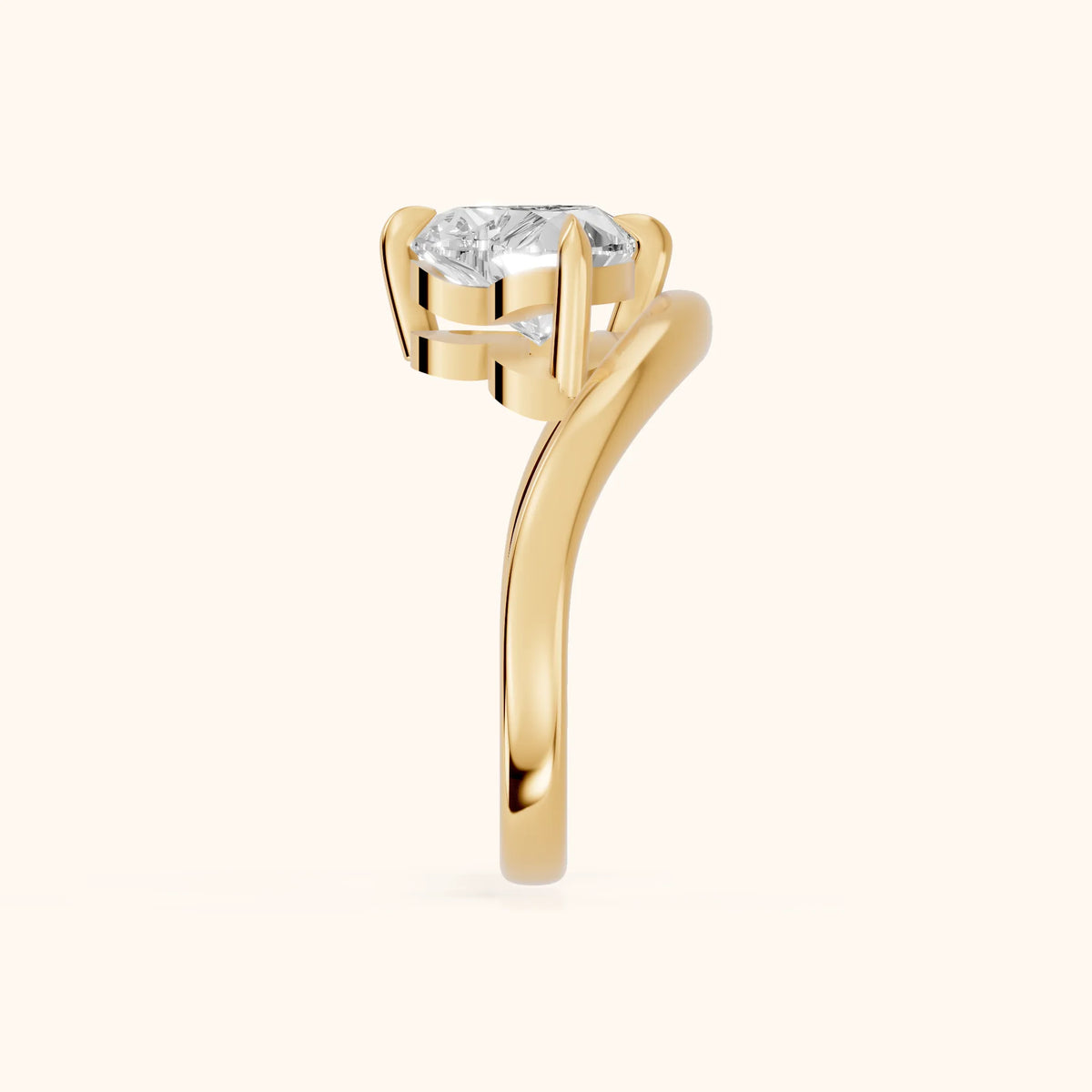 Katherine East-West Bypass Heart Diamond Engagement Ring in Yellow Gold - SideView.webp