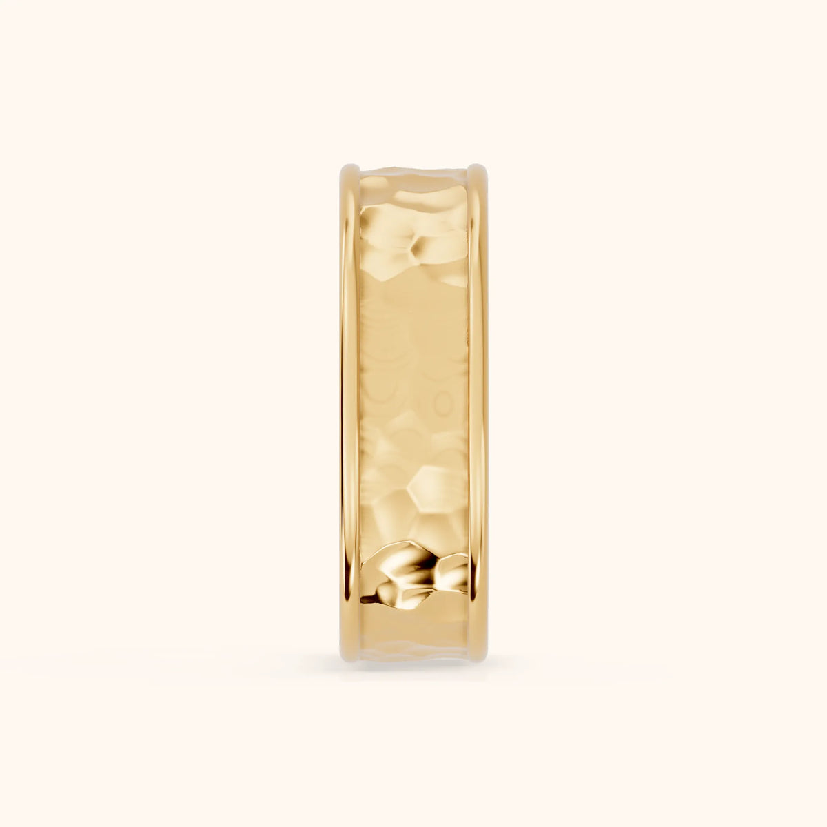 Sahana Hammered Step Edge Wedding Band in Yellow Gold - SideView