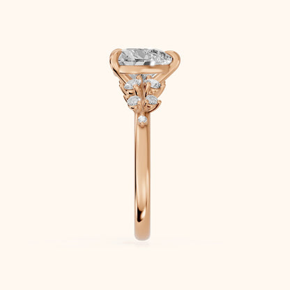 Mirabelle Cluster Heart Diamond Engagement Ring in Rose Gold - SideView.webp