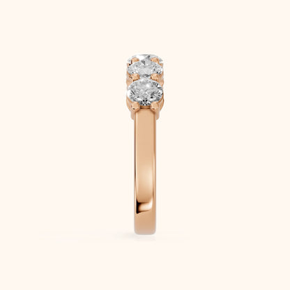 Theia Shared Prong Round Diamond Wedding Band in Rose Gold - SideView