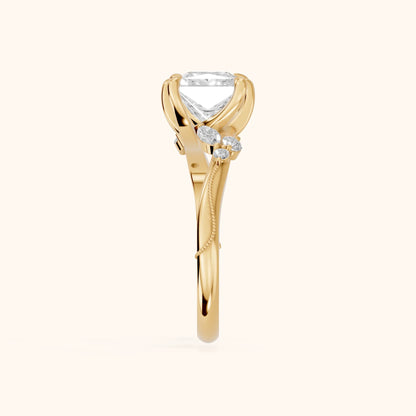 Joanna Milgrain Twist Princess Diamond Engagement Ring in Yellow Gold - SideView.webp