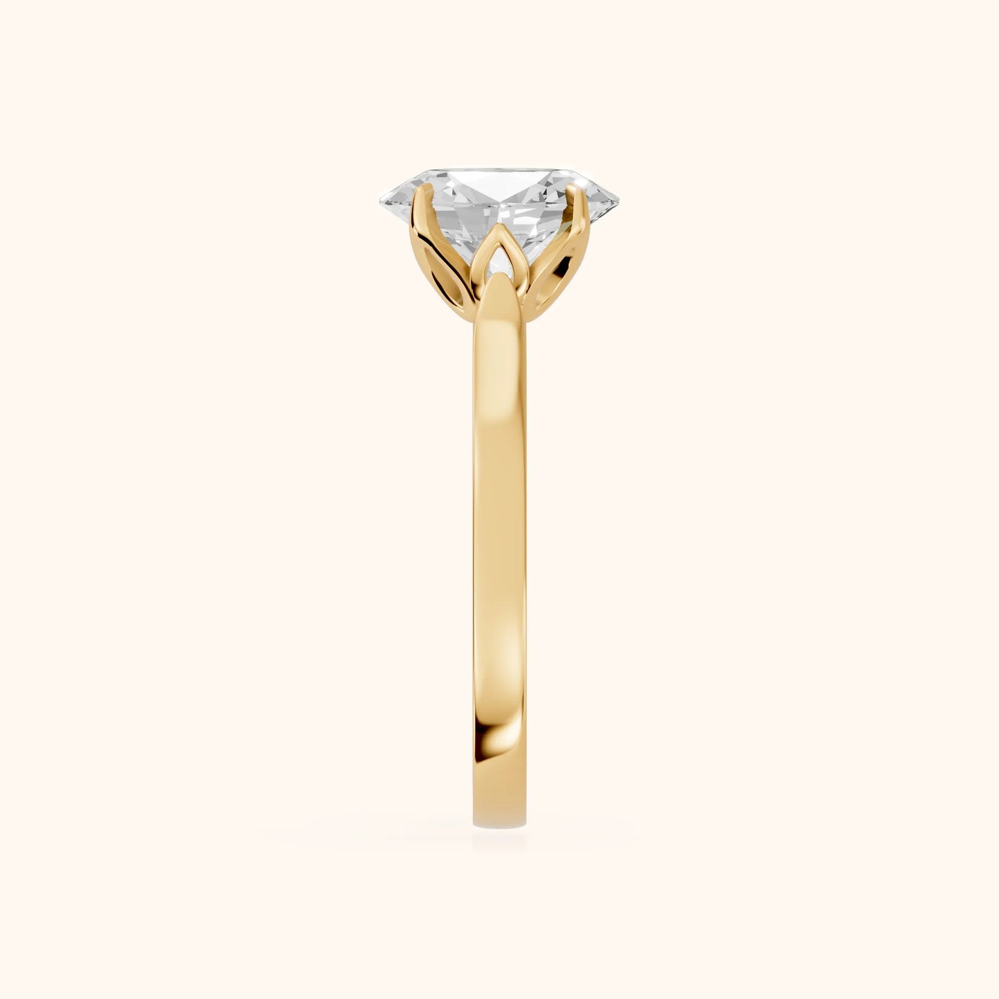 Isabella Bloom Solitaire Oval Diamond Engagement Ring in Yellow Gold - SideView