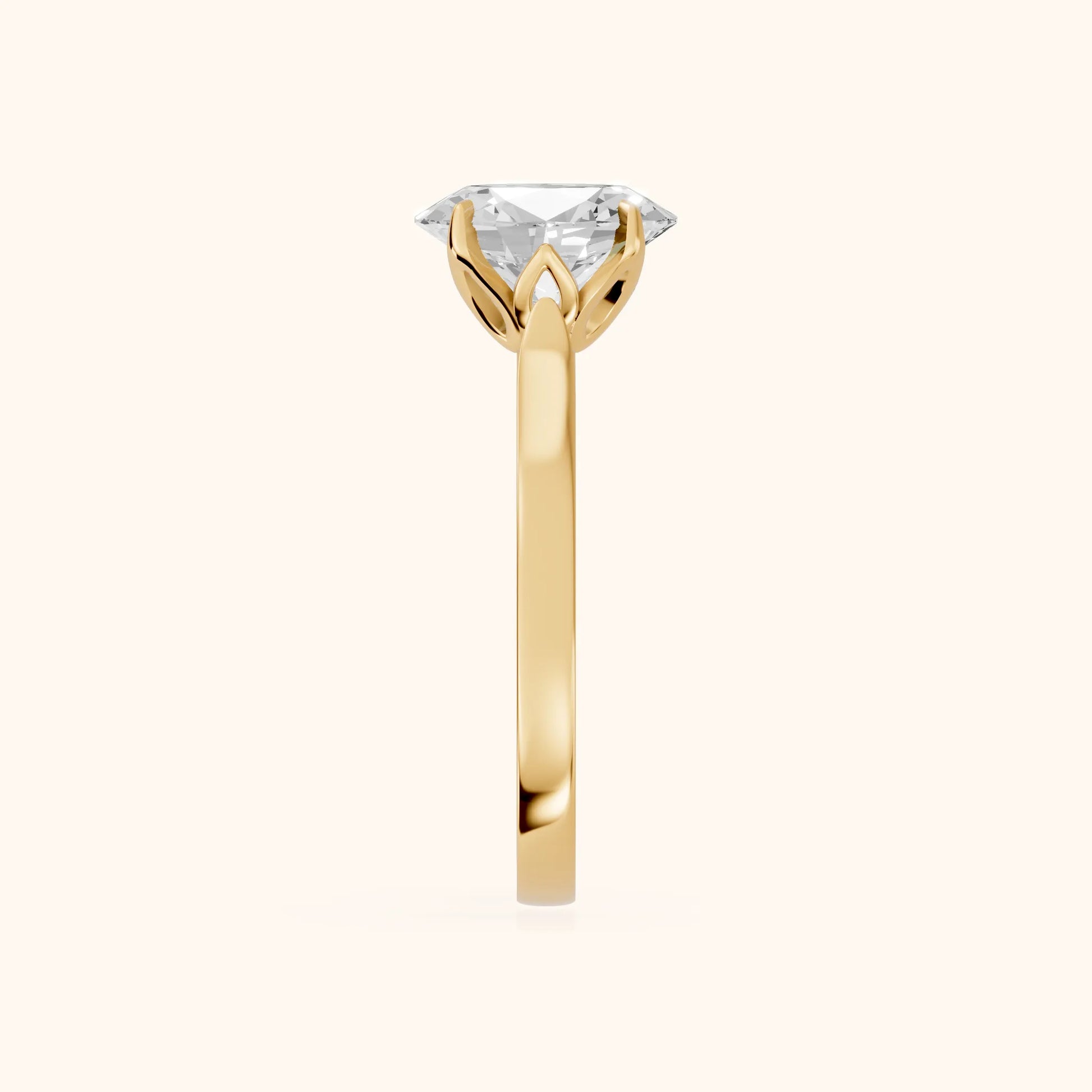 Isabella Bloom Solitaire Oval Diamond Engagement Ring in Yellow Gold - SideView