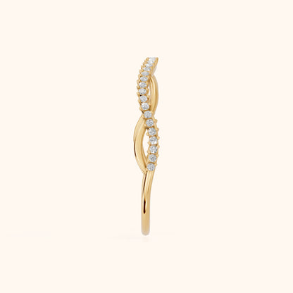Amani Petite Twist Round Diamond Half Eternity Band in Yellow Gold - SideView